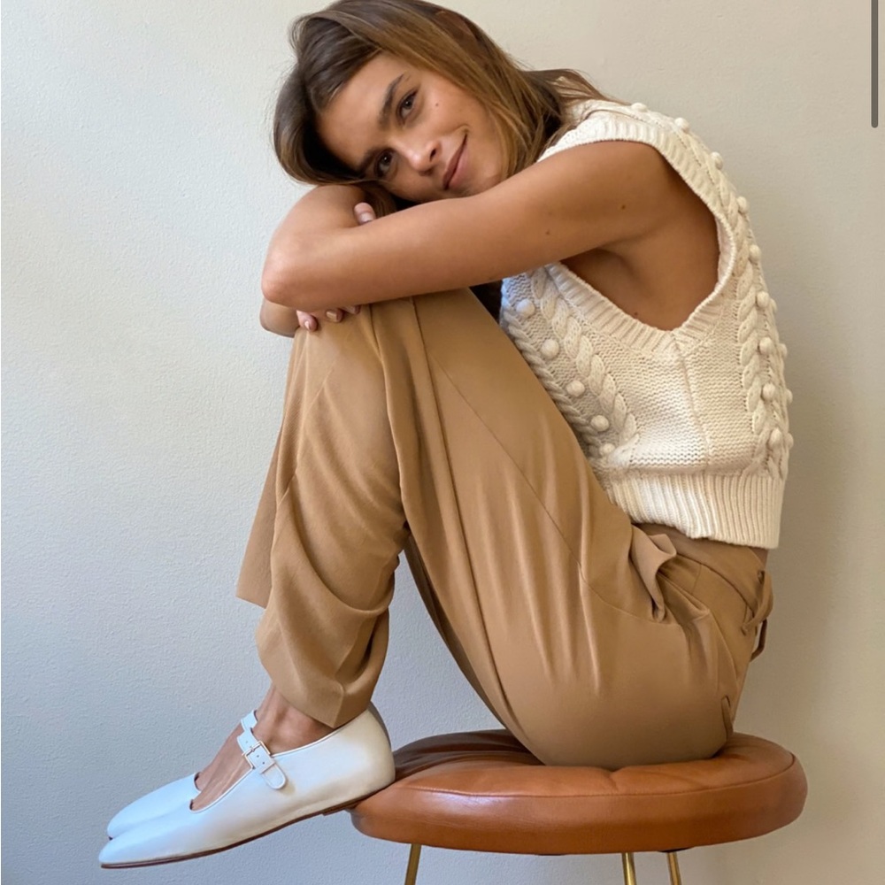 Tan pleated pants